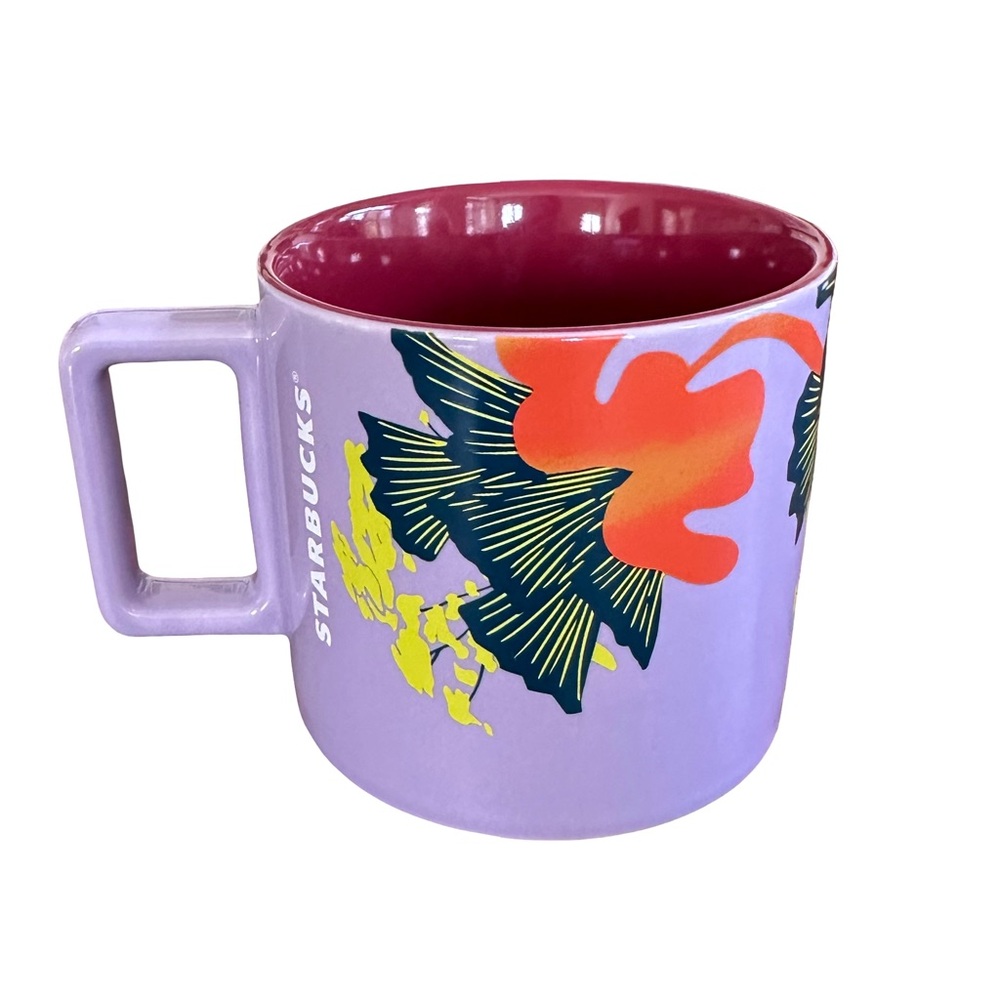 Starbucks 2023 Colorful "Jellyfish and Parasols" Collectible Lilac Floral Mug